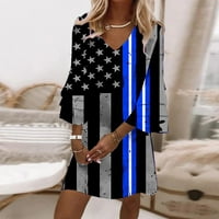 Haljina od 4. jula za žene Ljeto Patriotska zastava Ležerne haljine za plažu Print Mini haljina V-izrez