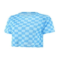 Capreze Woge Yoga T-majice Crew vrat Vežba Top kratkih rukava Tee Athletic majica Gradient Bluza Blue