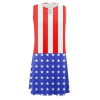 Yubatuo Dan nezavisnosti Ženski povremeni Boho Print Reop sandress Crw Crw sa ramena Mini plačka haljina