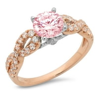 1.36ct okrugli rez ružičasti simulirani dijamant 18k ruža bijela zlatna godišnjica za angažman prsten