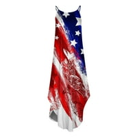 Jophufed 4. jula Dan nezavisnosti Američka zastava Sundress, ženski ljetni casual halter haljina suspenzije Slit Maxi Dress haljina