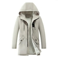 Tking modni muški jeseni zimski patentni zatvarač za toplu jaknu s kapuljačom plišana puna boja pamučna