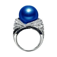 Nakit za nakit Stil prsten cirkon plava i američka i popularna pearl atmosfera ručna evropska retro