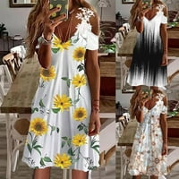 Ljetni vrhovi za žene čipke hladno rame Žene Ljetne haljine kratki rukav prevelizirana sunčana haljina