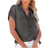 Ženski ljetni vrhovi gumb panut majice za žene trendovske čvrste boje ženske bluze i vrhovi Dressing