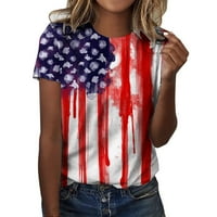 Košulje za žene Grafički teže Dan nezavisnosti za dnevne ljetne košulje za O vratu Torbi American 4.