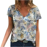 Ženska majica Ljetni vrhovi plus veličina kratkih rukava maslačak geometrijski grafički grafički ispis