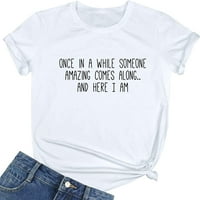 Ovdje sam majice za žene grafički smiješni majica slatki vrhovi tinejdžerke tinejdžerke majica bijeli
