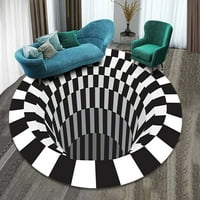 3D vizuelno spavaća soba Carpet Dnevni boravak Nepusni mat 3D Visual Spavaća tepih okrugla Crna Bijela