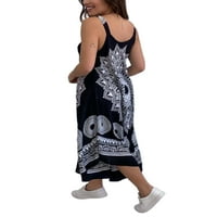 Ženska bez rukava Bohemia dugačka haljina V izrez Swing Maxi haljina Ljetna plaža Sundress