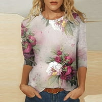 Ženski vrhovi rukavski ljetni trendi cvjetni ispis slatki vrhovi Crewneck Slim na košulja s pola rukava