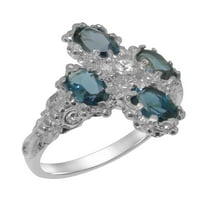Britanci napravio 18k bijeli zlatni prirodni dijamant i london plavi Topaz ženski prsten klastera -