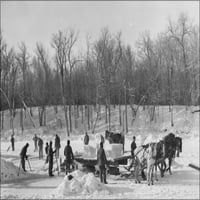 24 X36 Galerija, ledeni blokovi su rezani i učitavani na konj nacrtani san 1935
