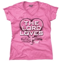 Isuse ženske majice V-izrez Tes Teshirt, Gospodin voli Kristu kršćana vjerskog lorda