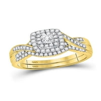 14KT Žuta zlatna princeza Diamond Bridal Wedding Ring Band Set CTTW