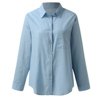 Dame košulje od pune boje ovratnik dugih rukava svakodnevno ljeto labava bočna bluza za bluzu tunika