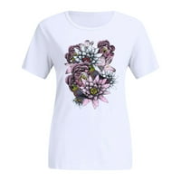 Ženski vrhovi plus veličina Ženska cvjeta s kratkim rukavima od tiskana V izrez TOCS The Majice Bluza