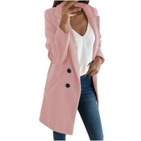 Ženski kaputi modni topli kardigan zimski čvrsti dugi rukav gornji ružin ružičasti 5xl