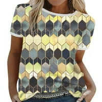 Ženska geometrijska majica u boji s kratkim rukavima Summer Casual Tee Tops bluza