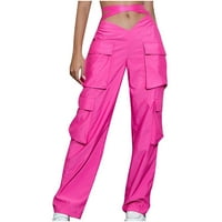 Elaililye Fashion Cargo Hlače Žene Elastične hlače s niskim strukom Srednja odjeća Y2K Multi Pocket