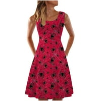 Odieerbi haljine za ženska casual bez rukava za spremnik za okrugli vrat za zabavu vruće ružičaste