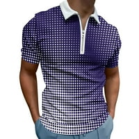 Muške haljine majice Muškarci Ljeto 3D ispisani casual bluza rever sa zatvaračem s kratkim rukavima