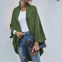 Kaicj Ženski džemperi za jesen Ženske vafle dugih rukava Knit Cardigan Otvoreno Prednja strana Slit