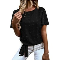 Ženski vrhovi ženske rupe za zavoje majica s kratkim rukavima majica Crta Crnac