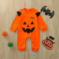 Novorođenčad Halloween Romper Smiley bundeve lica za dojenčad Dječak Dječak crtani ispisan odjeću s
