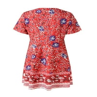 Canrulo Womens Ljeto V izrez Boemijski cvjetni print Mini naleted haljina s kratkim rukavima ruffle