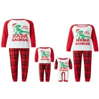 Gwiyeopda Božićna porodica Usklađivanje pidžama Postavite dinosaur Plaidni vrhovi ispisa sa plaičnim