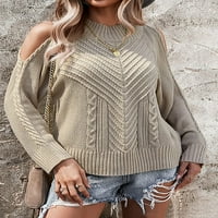 Ženski trendi vrat hladnog ramena pleteni džemper džemper