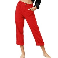 Durtebeua široke pantalone za nogu Žene Ležerne prilike visokog struka jogger hlače crveno