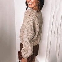 Koaiezne ženske pune boje dugih rukava, pleteni džemper dnevni džemper može se nositi sama