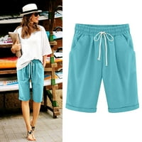 Ženski kratke hlače za ljetne casual labave hlače na plaži, pune boje labave, casual petine hlače džepovi