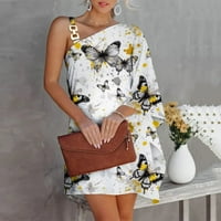 Ženske ljetne haljine cvjetni ispis jedan ramena rukav s rukavima od labavog metala plaža mini sunčanica