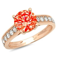 2.18ct okrugli rez crveni simulirani dijamant 14k ružičasti ružičasti zlato ugraviranje Izjava bridalne