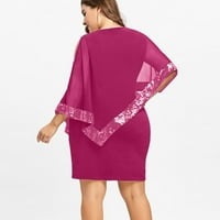Haljina za žene, žene plus veličina hladnog ramena prekrivena asimetrična šifon bez kaiševa haljina