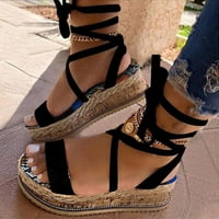 Pueawkoer cipele za prozračne sandale Ljeto Ženska otvorena čipka za plažu tkanje klinovi ženski klinovi