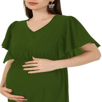 Wassery Ženska materinstvo Haljina kratkih rukava Čvrsta boja V izrez Ležerna duga haljina za fotografije