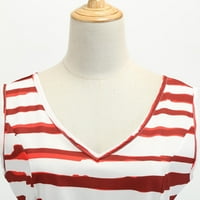 Ernkv Ženska midi linijska haljina za klirens Stripe Star Print Odjeća Summer Patriots Sendress Fashion