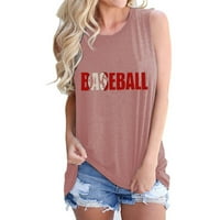 JJayotai Ženska čišćenje prsluka Dame Ljetna moda Solidna boja Baseball Print uzorak Vest bez rukava