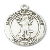 Extel Veliki ovalni sterling srebrni St. Francis iz Assisi Medalja, napravljen u SAD-u