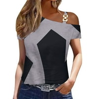 Ženski ljetni jednostavan metalni taster s kratkim rukavima Ispis gornjeg nosača rep majica