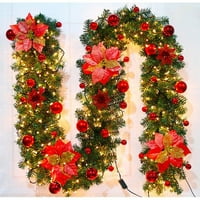 Kuluzego Xmas LED Drvo viseći ornament Rattan šareni ukras za božićnu zabavu