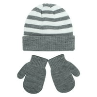 Pnellth set Kids Beanie rukavice Striped pletena jesen zimska boja blok lagane hlače za hlače za vanjsku upotrebu