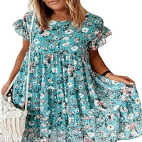 Ljetna ušteda klirenca Squishhappy Womens Ljeto Sunderesses Boho cvjetna haljina s kratkim rukavima