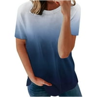 Ženski vrhovi bluza Grafički print kratkih rukava modne žene T-majice Crew vrat ljetni tunik Tee plavi