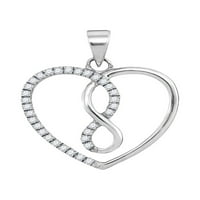 10kt bijelo zlato Ženo okruglo Diamond Infinity Heart Privjesak CTTW