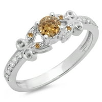 DazzlingRock kolekcija 0. Carat 14K šampanjac i bijeli dijamantni zaručnički prsten CT, bijelo zlato,